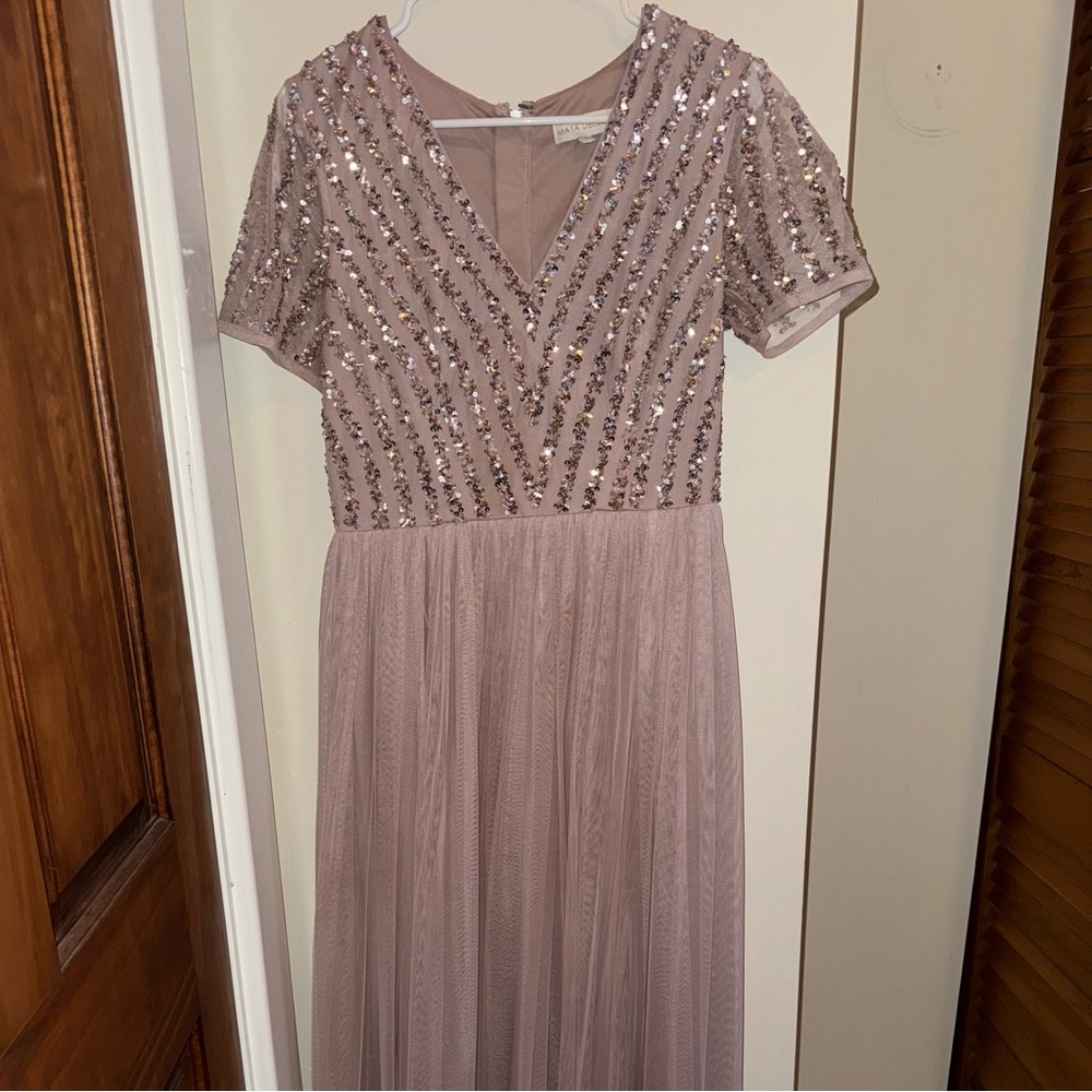 Elegant Sequin Dress in Blush Pink